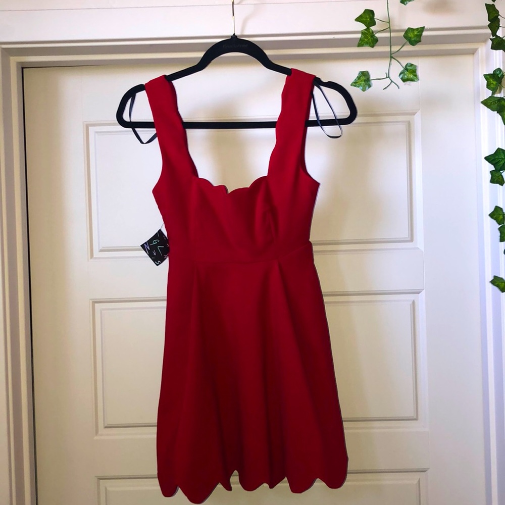 NWT Red scalloped mini dress